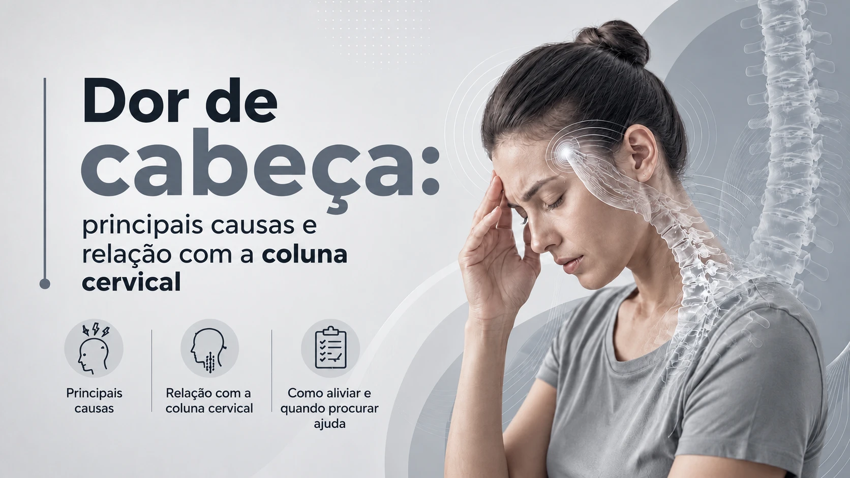 Ilustração sobre dor de cabeça e coluna cervical Ilustração sobre dor de cabeça e coluna cervical